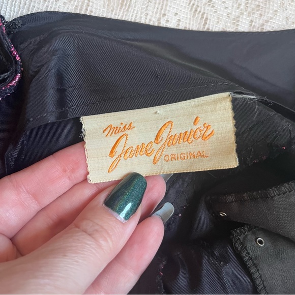 Stunning 1950s VTG Miss Jane Junior metallic lace cocktail swing dress - Picture 2 of 12